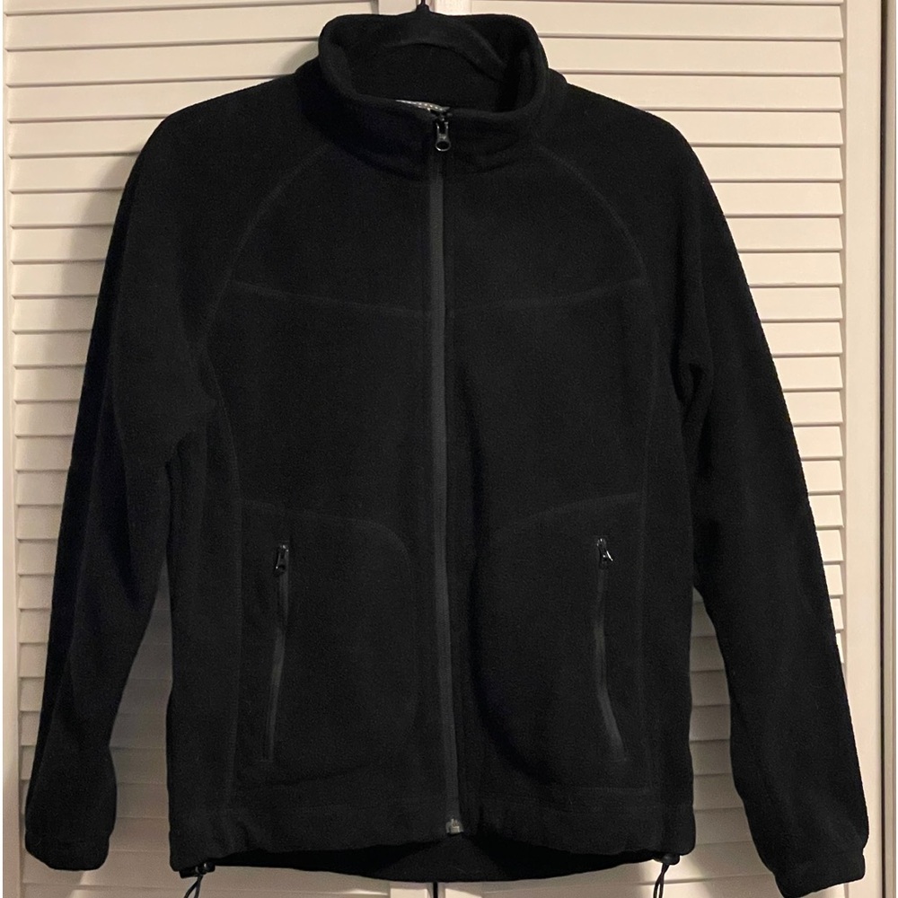 Triple Nickel women’s fleece zip up jacket, item # 2165. Size small, black.